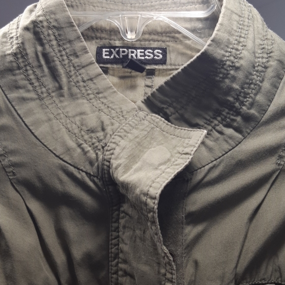 Army green Jacket,zip/button long sleeve waist sinch - Picture 12 of 17